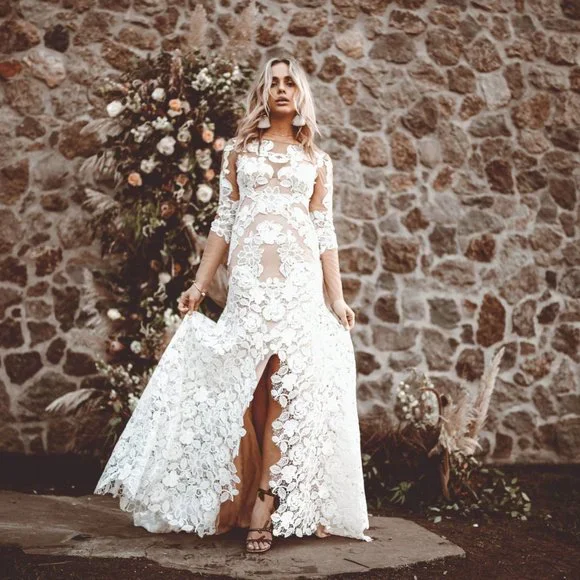 Lovers Society Kennedy Wedding Gown Size 10 Boho Lace